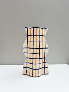 Ceramics: Orange and Dark Blue Oscillate Vessel