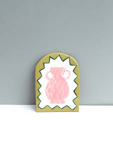 Ceramic Paintings: Art Tile - Pink Zig Zag Vase