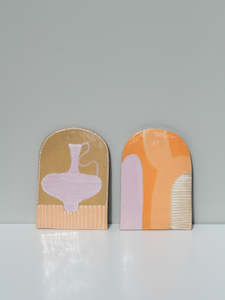 Ceramic Paintings: Dyptich in Lilac and Peach