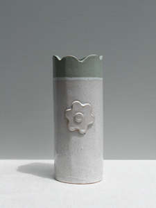 Sage and White Daisy Vase