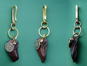 Solid brass & driftwood keyring Fossil Studios