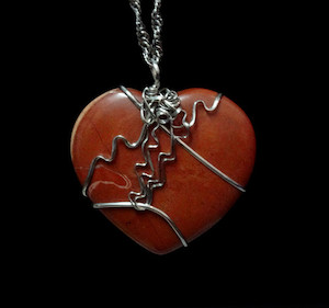 Graphic design service - for advertising: Red Jasper pendant-heart Fossil Studios