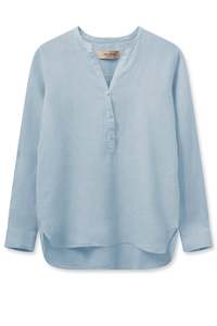 Mos Mosh Danna Linen Blouse - Cashmere Blue