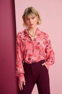 Clothing: POM Amsterdam Printed Blouse - Fantastic Rose