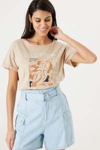 Garcia Beige Printed T Shirt