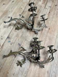 Italian Bronze Candle Sconces