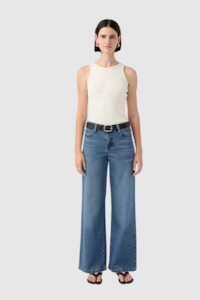 Outland Denim - Mia Mid Rise Wide Leg Jean - Opulent Blue