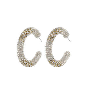 Deepa Gurnani Beaded Hoop Earrings