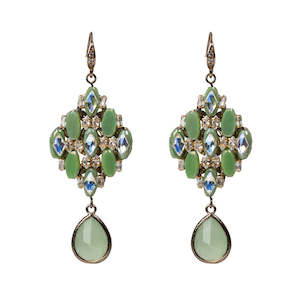 Diamond Swarowski Earrings in Green