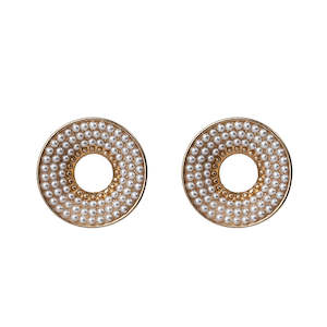 Circular Pearl Stud Earrings