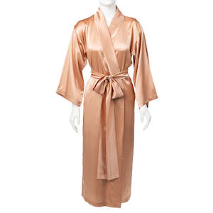 Pure Silk Kimono Robe in Salmon