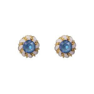 Enamel Stud Earrings in Blue