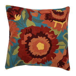 Floral Cushion Cover in Turquoise