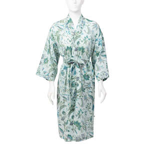 Cotton Kimono Robe in Tropical Aqua