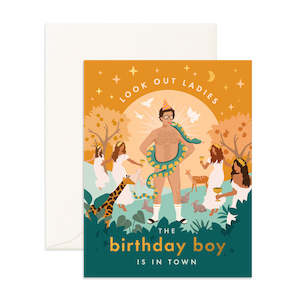 Soft furnishing wholesaling: Birthday Boy Is In Town Greeting Card