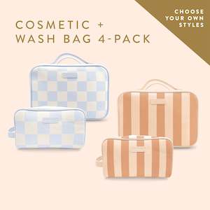 Cosmetic + Wash Bag 4-Pack Bundle