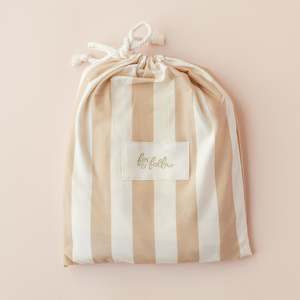 Soft furnishing wholesaling: Coffee Stripe Organic Fitted Cot Sheet - PREORDER (LATE FEB)