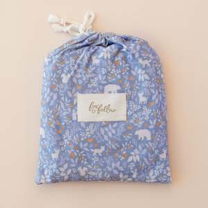 Soft furnishing wholesaling: Forest Friends Cornflower Organic Fitted Cot Sheet - PREORDER (LATE FEB)