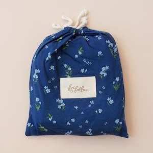 Forget-Me-Not Navy Organic Fitted Cot Sheet - PREORDER (LATE FEB)