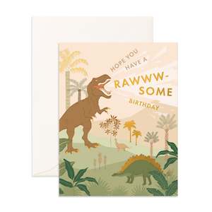 Soft furnishing wholesaling: Rawww-some Birthday Dinos Greeting Card