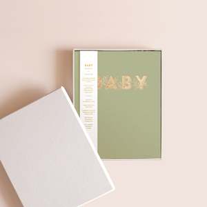 Soft furnishing wholesaling: Mini Baby Book Sage Boxed