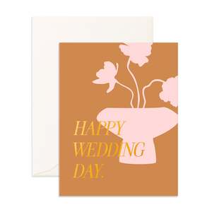 Soft furnishing wholesaling: Wedding Day Peony Vase Greeting Card- PRE-ORDER (ARRIVING LATE FEB)