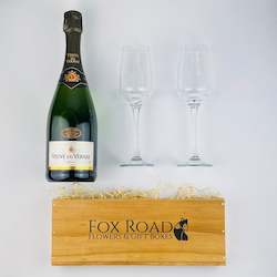 Florist: Veuve Du Vernay Sparkling Wine and Flutes Gift Box