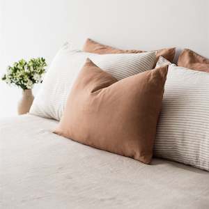 cushions: Malt Brown Linen Rectangle Cushion Cover