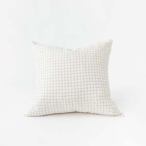 Malt Brown Grid Linen Cushion Cover