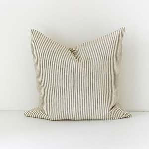 Olive Stripes Linen Cushion Cover