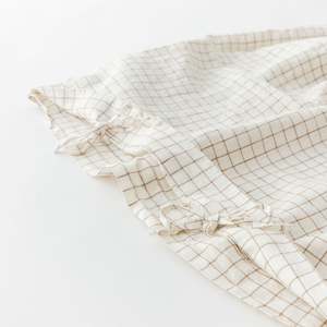 Malt Brown Grid Linen Cot Duvet