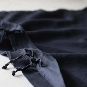 Midnight Blue Linen Cot Duvet