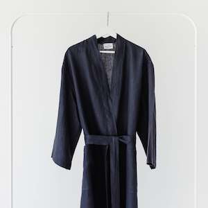 Midnight Blue Linen Robe