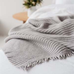 Cloud Ribbed Wool Throw Blanket