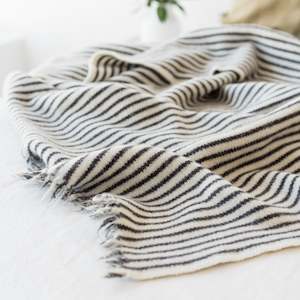 Charcoal Stripes Wool Throw Blanket