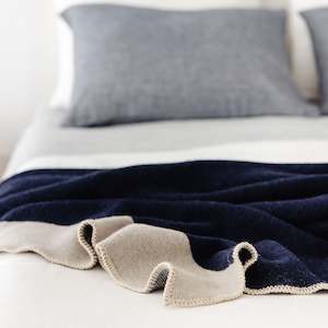 Navy Blue Wool Blanket/Throw