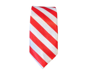 Red and White Stripe Tie -Thin