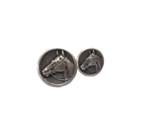 Single Silver Horse Head Buttons