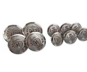 Silver Button Set Shield & Crown