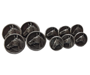 Horse Head Button Set Silver