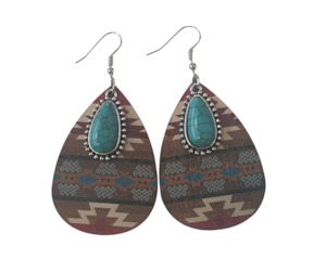 Aztec Western Earrings Sea