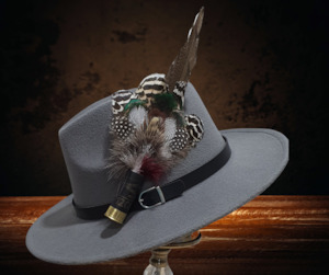 Feather Hat Pin- With Full Shotgun Cartridge Large