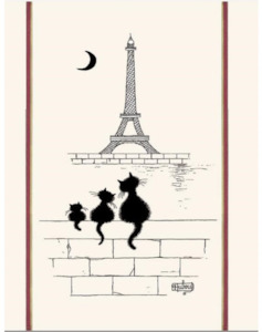 Cat Eiffel Tower Tea Towel