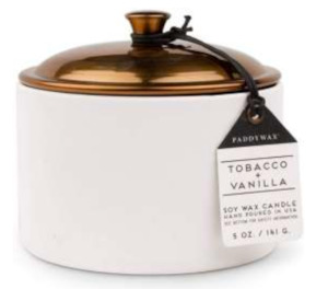 TOBACCO & VANILLA - WHITE CERAMIC CANDLE WITH LID