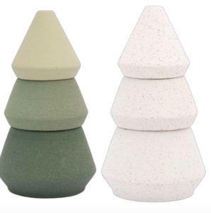 Cypress & Fir Ceramic Tree Stack Candles & Incense Holder - Green