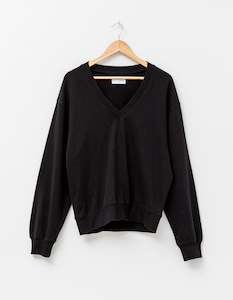 Clothing: SWEATER THEA V NECK - BLACK