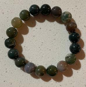 Bracelet - Genuine Agate Stone Bead - Green Mix