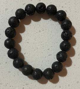 Bracelet - Genuine Agate Stone Bead - Black Lava