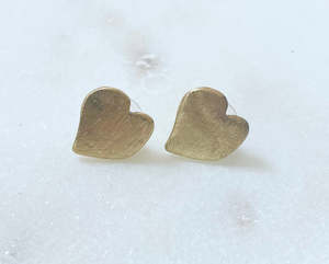 Earrings - Heart Stud Earring - Matt Gold