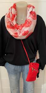 Foxy Home: POPPY SCARF - WHITE AND RED